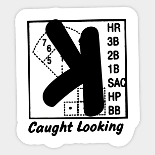 Caught Looking Baseball Backwards K funny baseball softball Strike 3 Bye Sticker